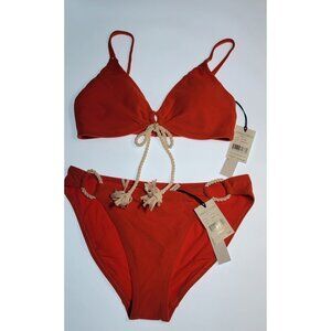 Robin Piccone Two-Piece Bikini Set Marmalade Orange Size M New With Tags